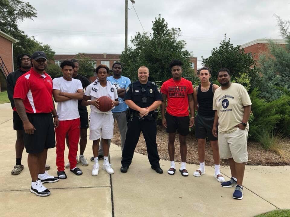 Local police department with students